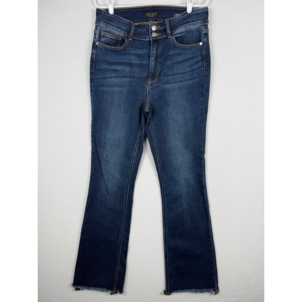 Judy Blue Boot Cut Jeans Womens 13/31 Dark Wash Denim Raw Hem Western JB82568DK